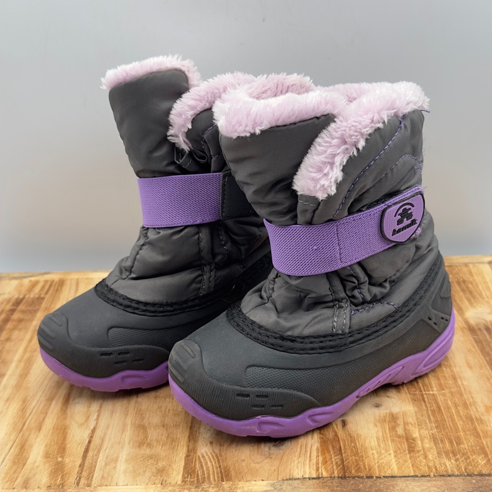 Kamik Snowbug F2 Boots Gray Purple Winter Snow Toddler Size 10 Waterproof